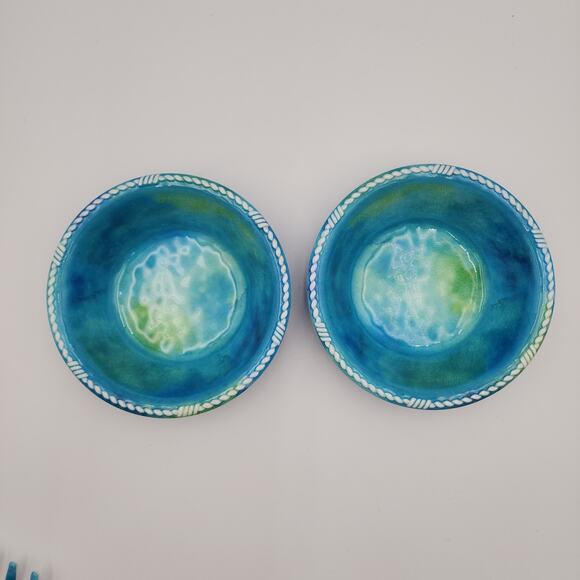 Salad Serving Set Cynthia Coulter Nautical Ocean Seaside Blue Stripes July 4th - Picture 7 of 15